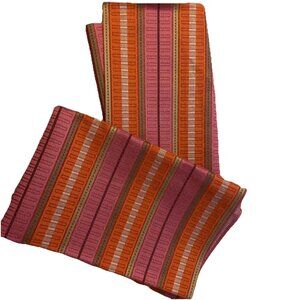 Lot 2 Striped Fabric Remnants Swatches Crafters Journal Covers Pink Orange